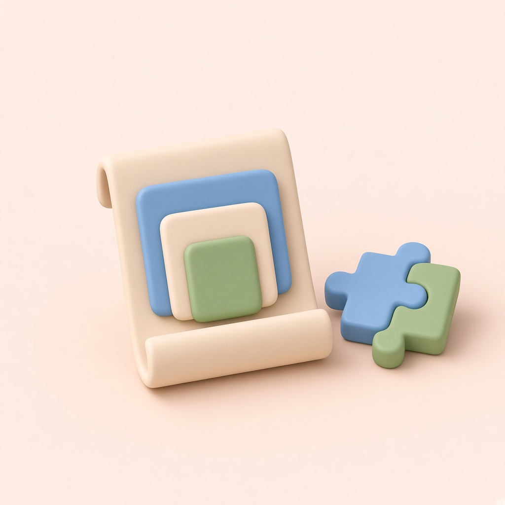 스키마 블록이 있는 3D 클레이 아이콘