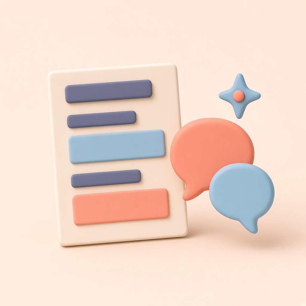 문서와 말풍선이 있는 3D 클레이 아이콘