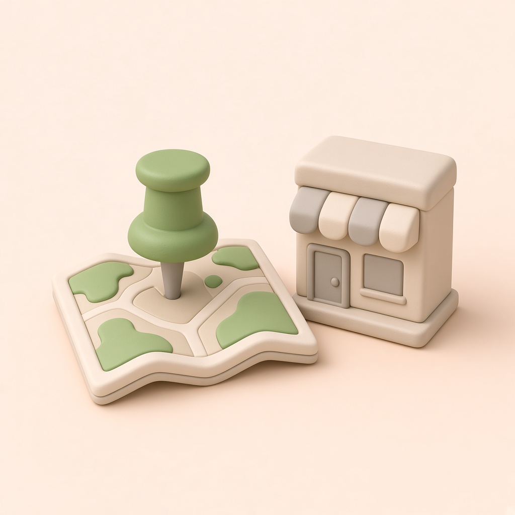 지도와 핀이 있는 3D 클레이 아이콘